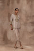 Rose gold tissue short tunic with satin georgette dhoti pants